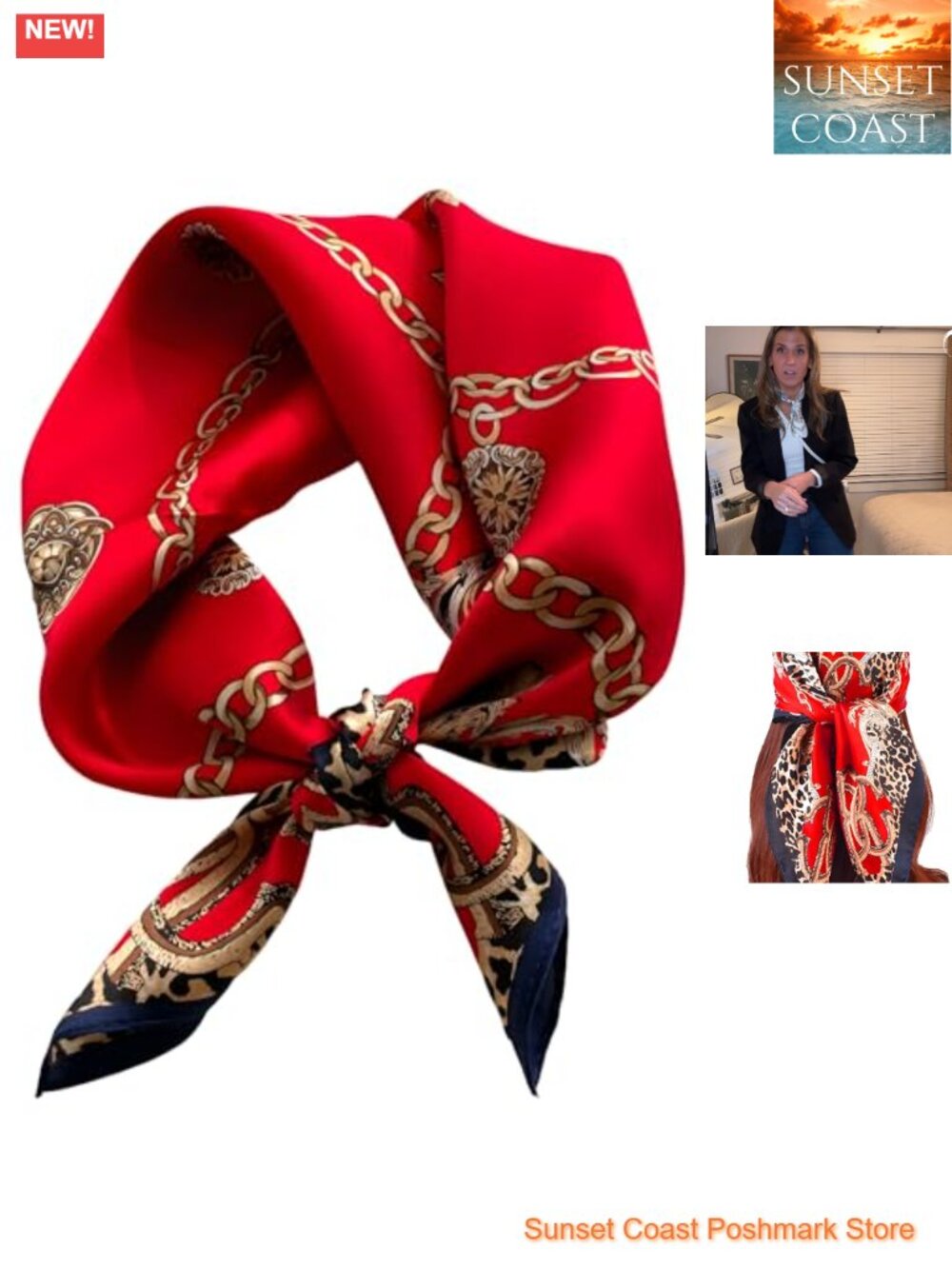 100% Mulberry Silk Scarf 21" Square Neckerchief Hair Wrap Lightweight
